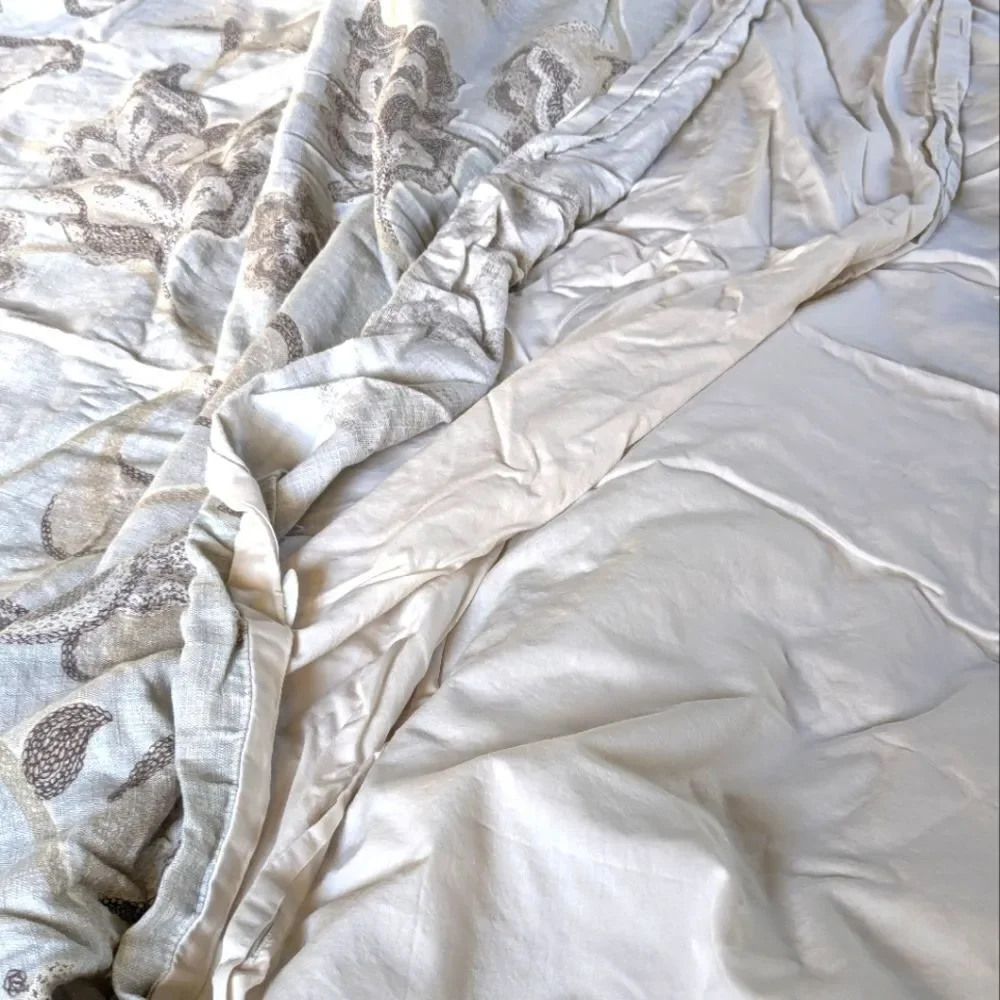 Harbor House Modern Floral Blue Brown 100% Cotton Duvet Cover F/Q